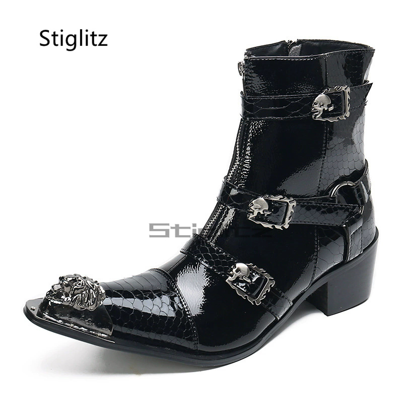 Leather Classic Strap - Botas Chelsea de charol para hombre