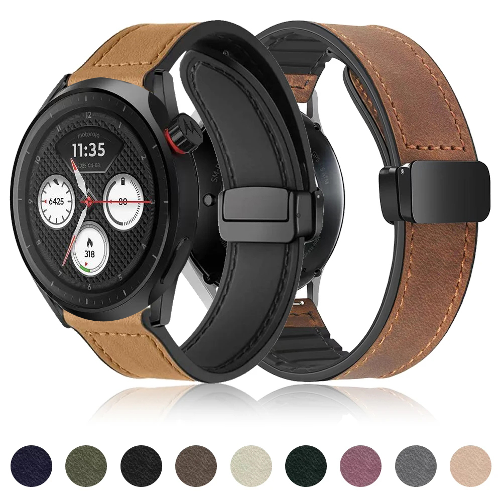 Motorola Smartwatch Accessories - Correa de cuero suave para Motorola