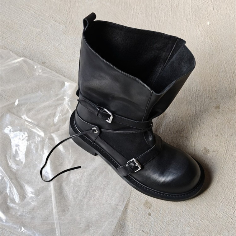 Leather Classic Strap - Botas de media pantorrilla con hebilla