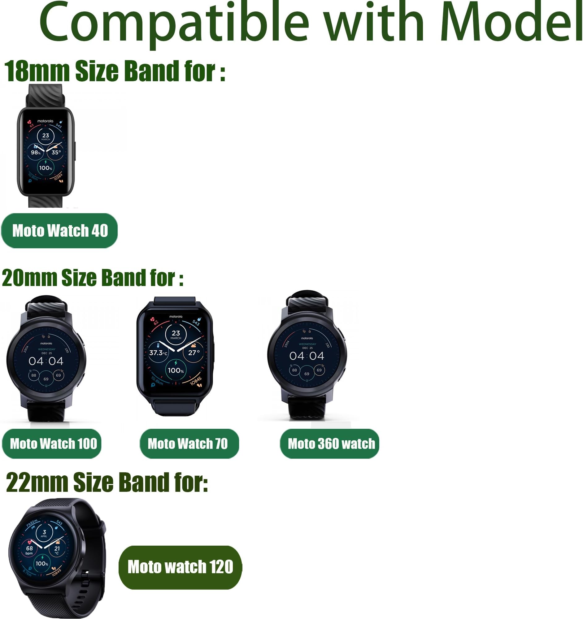 Correa de acero inoxidable par - Motorola Smartwatch Accessories reseña y precio