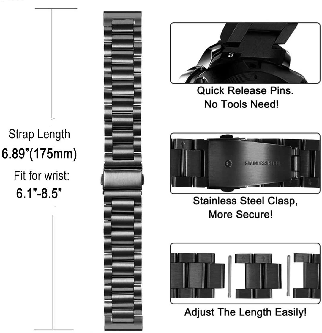 Correa de acero inoxidable par - Motorola Smartwatch Accessories reseña y precio